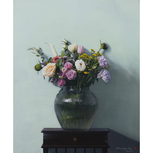 유리항아리에꽃